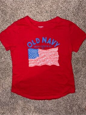 Old Navy Red Tee with American Flag Graphic